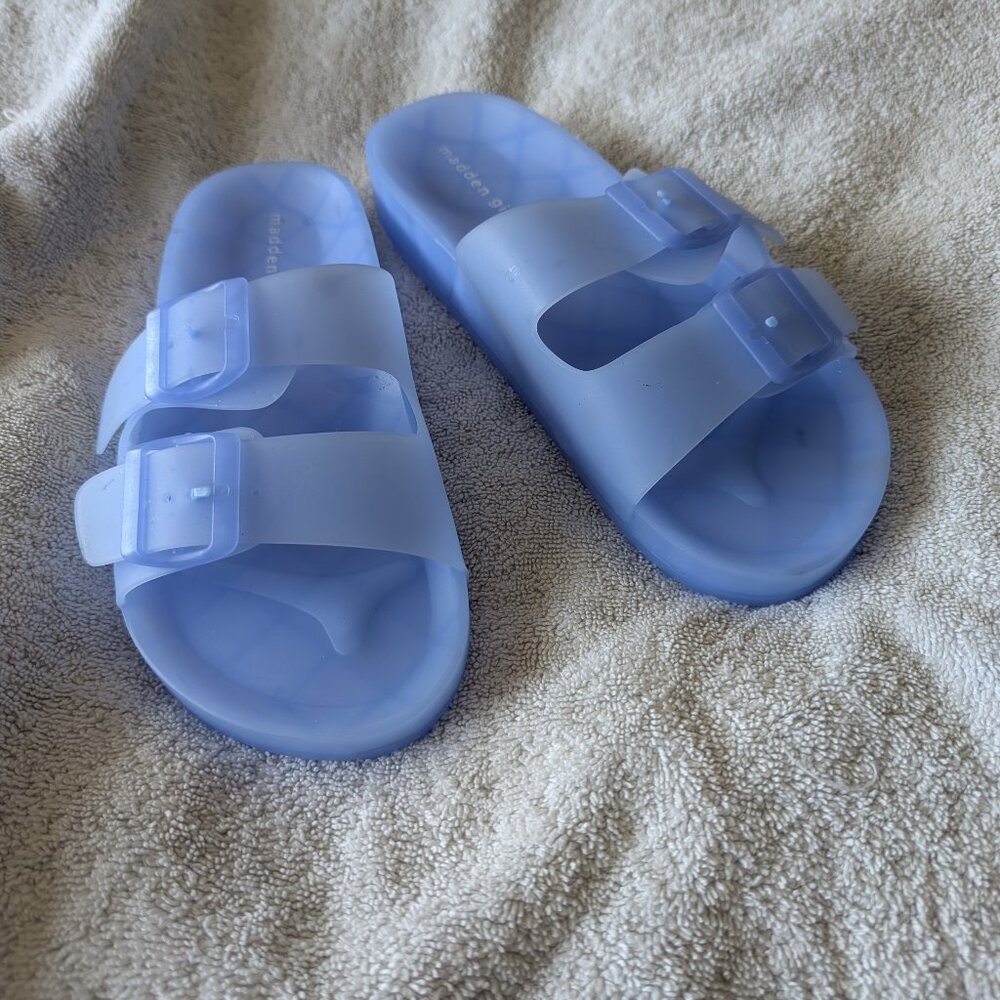 Madden Girl Teddy Jelly Slides Sandals Blue Size 8 NWT